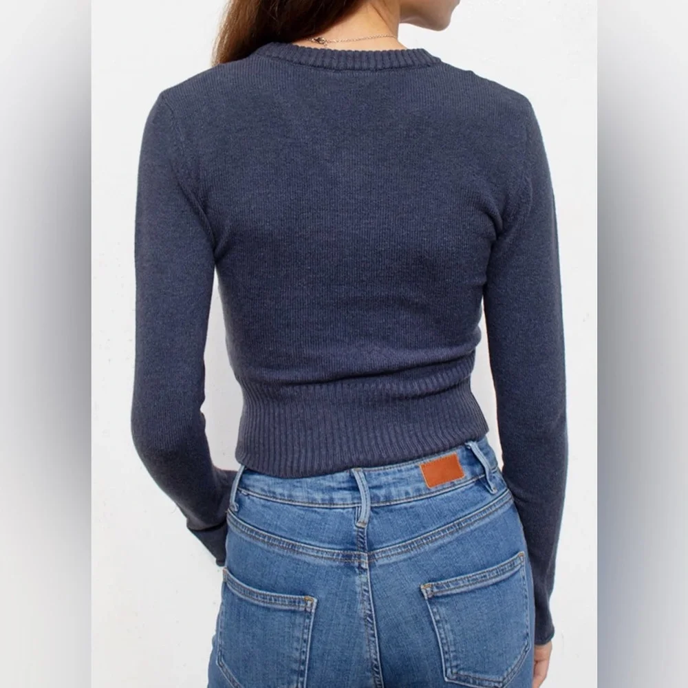 Super rare and adorable fitted navy sweater by Subdied “Stop Looking at Me”